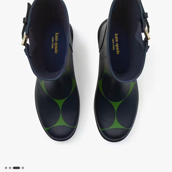 Kate Spade Green and Black Mid-Calf Rain Boots - Picture 2 of 6